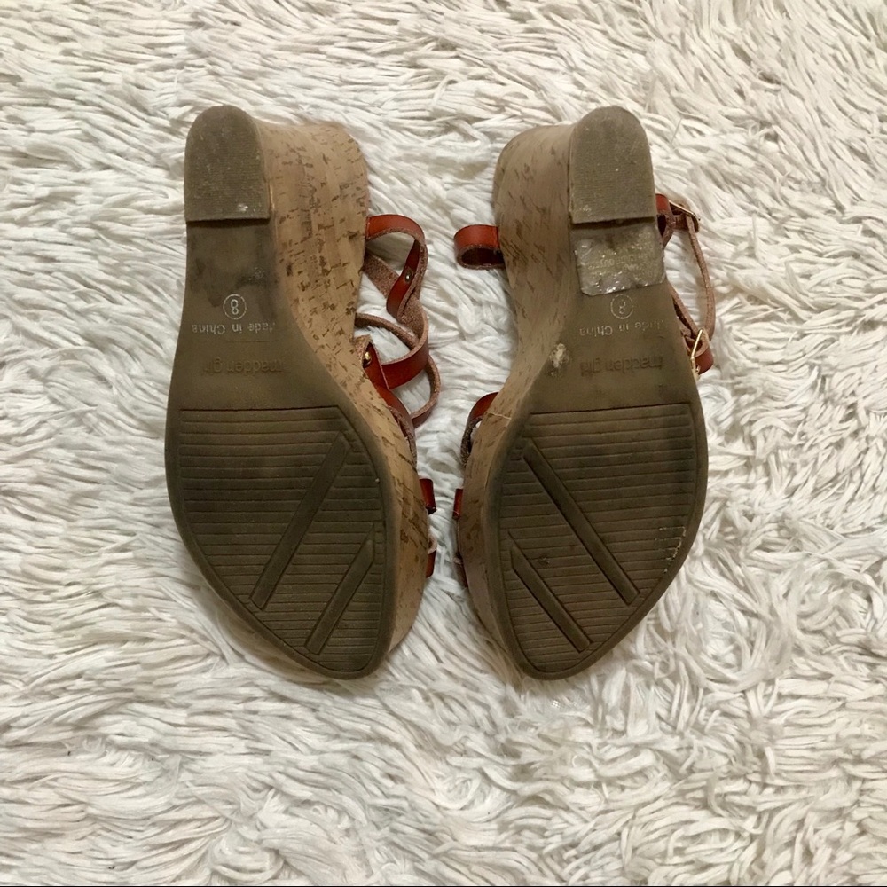 Madden Girl Brown Leather Wedges - Picture 3 of 3